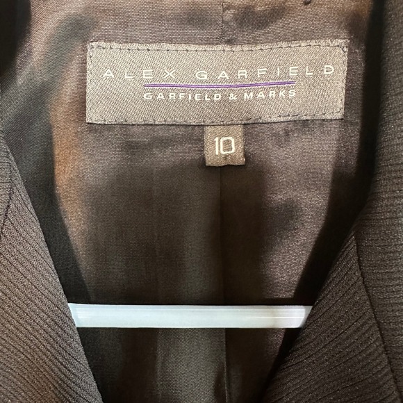 Alex Garfield Blazer Black Ribbed Business Career Button Front Jacket Size 10 - Picture 3 of 8